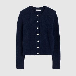 NEW Madewell CloudSoft Cardigan Blue Size M NWOT Wool Alpaca Quiet Luxury Prep